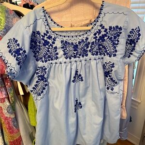 Blue Embroidered Women's Top